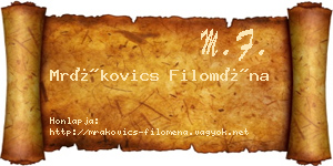 Mrákovics Filoména névjegykártya